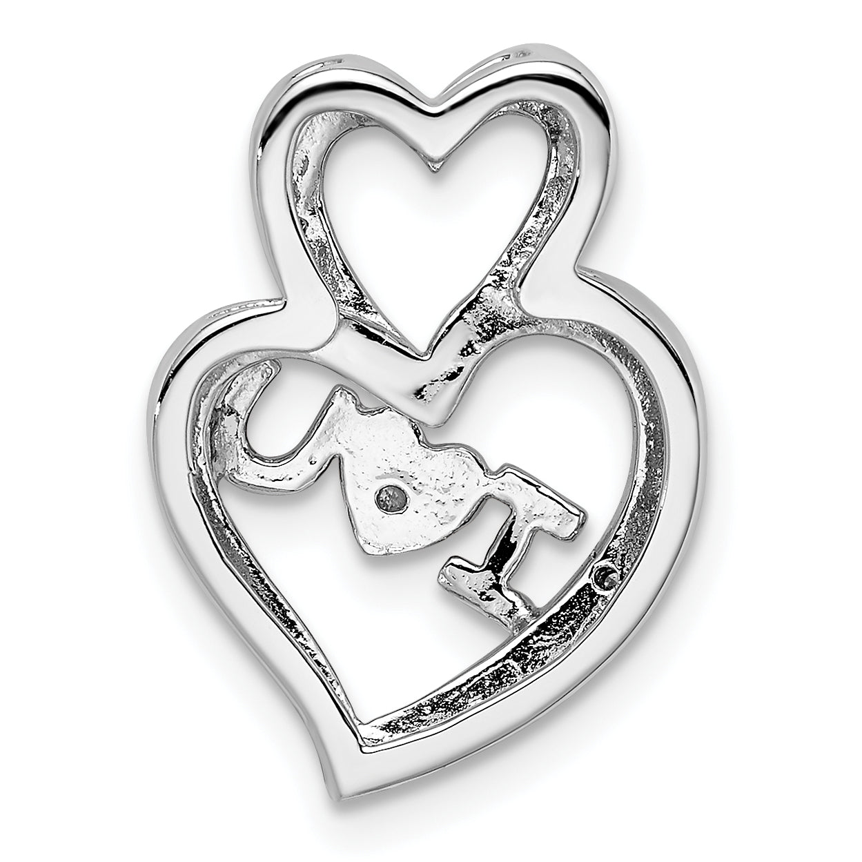 Sterling Silver Rhodium Diam.s Rose Gold Plated I HEART U Pendant