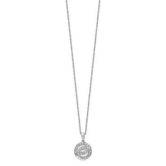 Sterling Silver Diamond Circle Necklace with Polished Rhodium Finish