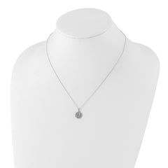 Sterling Silver Diamond Circle Necklace with Polished Rhodium Finish