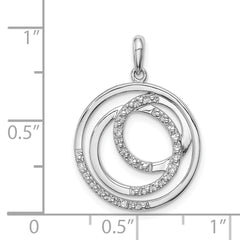 Sterling Silver Rhodium Plated Diamond Pendant