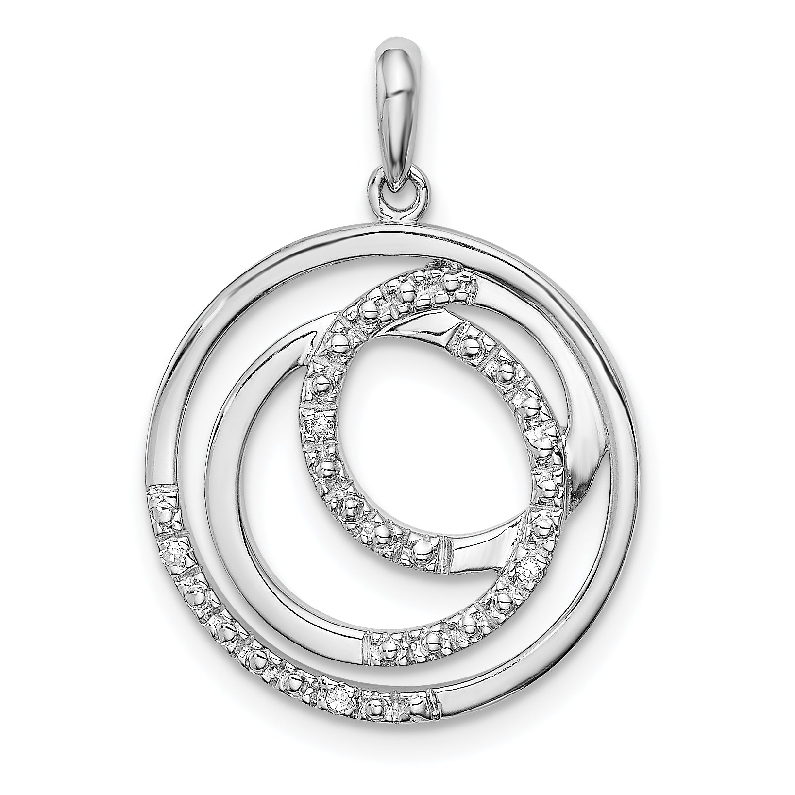 Sterling Silver Rhodium Plated Diamond Pendant