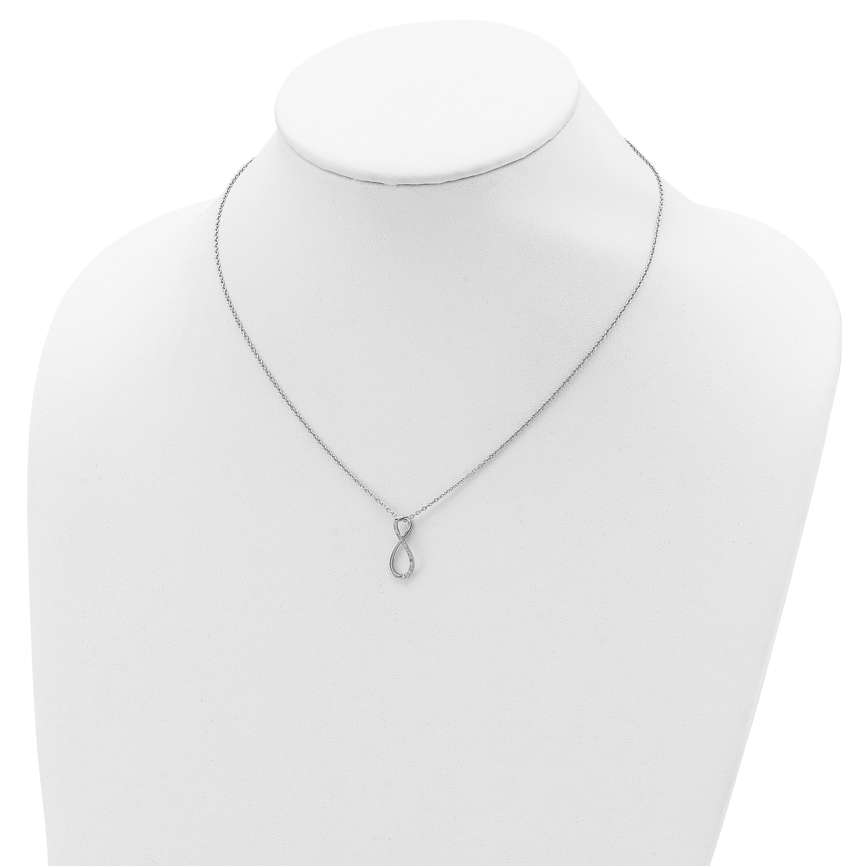 Sterling Silver Rhodium Plated Diamond Accent Infinity Necklace