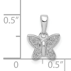 Sterling Silver Rhodium Plated Diamond Butterfly Pendant