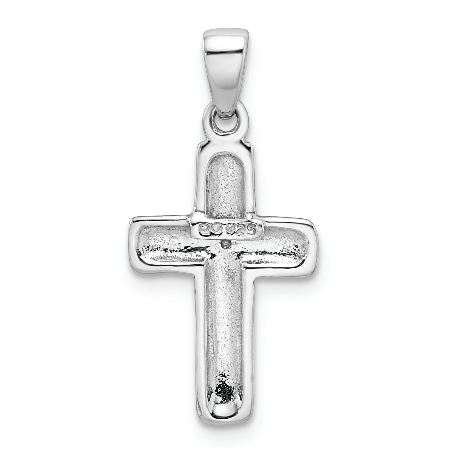 Sterling Silver Rhodium Plated Diamond Cross Pendant