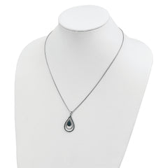 White Night Sterling Silver Rhodium-plated Blue and White Diamond Teardrop 18 Inch Necklace with 2 Inch Extender