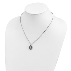 White Night Sterling Silver Rhodium-plated Blue and White Diamond Triple Oval Pendant 18 Inch Necklace with 2 Inch Extender