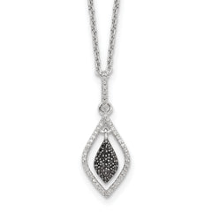 White Night Sterling Silver Rhodium-plated Black and White Diamond 18 Inch Necklace with 2 Inch Extender