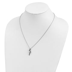 White Night Sterling Silver Rhodium-plated Black and White Diamond 18 Inch Necklace with 2 Inch Extender