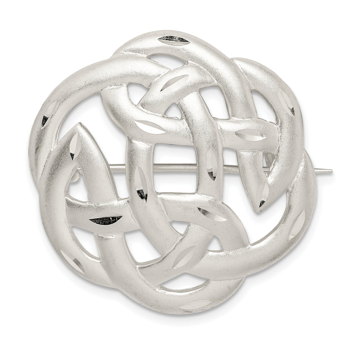 Sterling Silver Satin Finish Diamond Cut Celtic Knot Pin