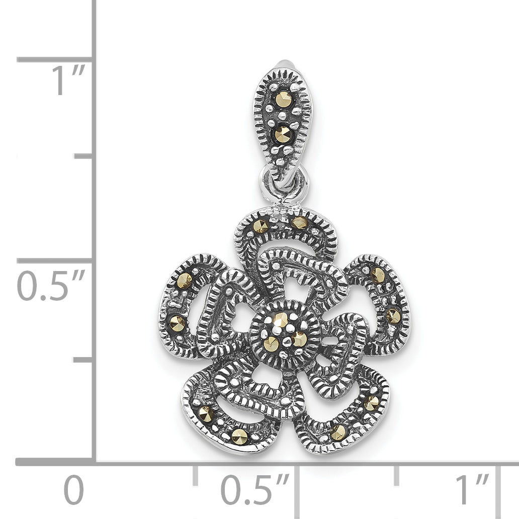 Sterling Silver Marcasite Flower Pendant