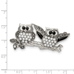 Sophia Jewelers 925 Sterling Silver Women's Themed Pin with Marcasite, Black Agate, MOP & Cultured Pearl