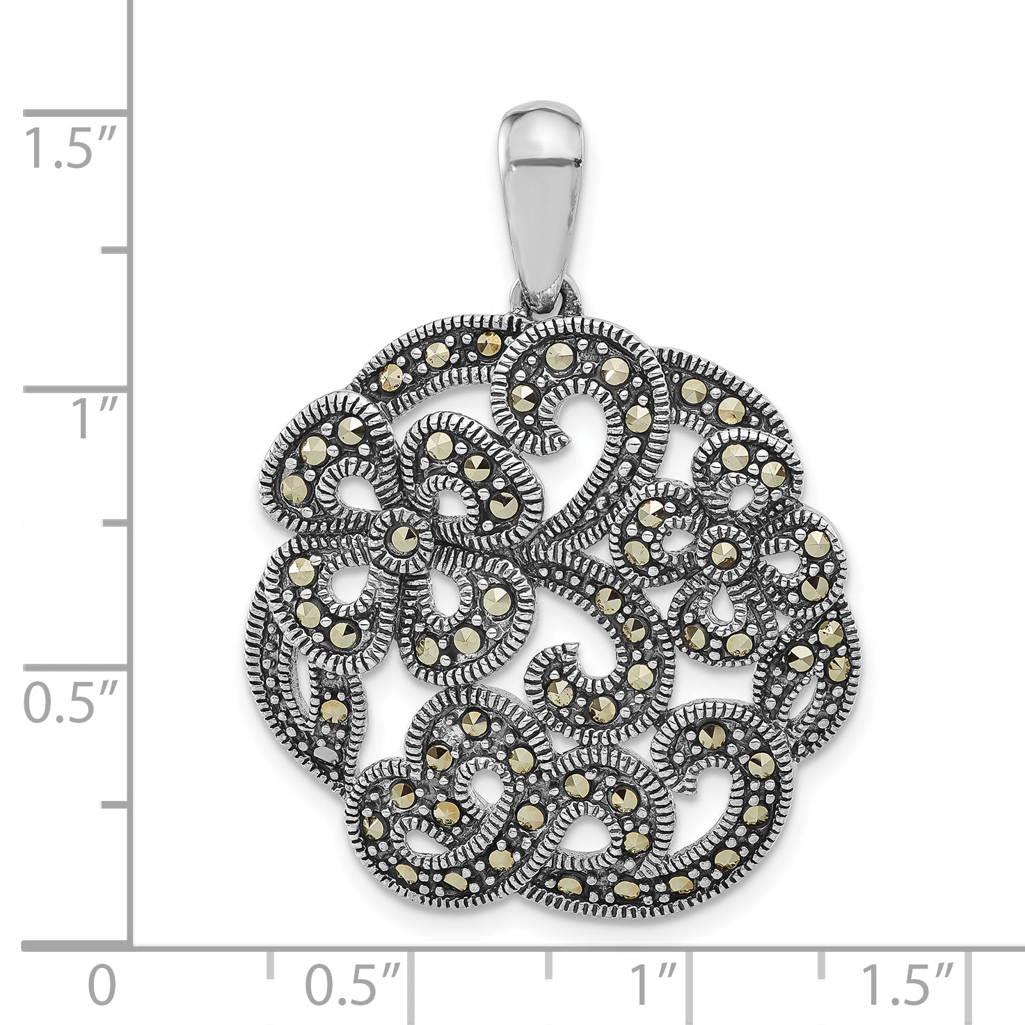 Sterling Silver Marcasite w/Flowers Pendant