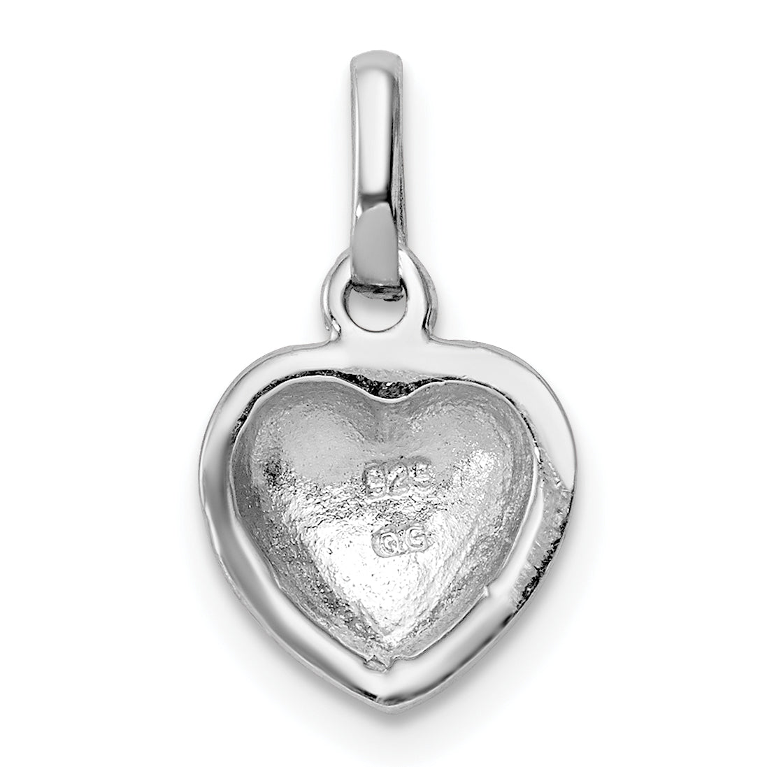 Sterling Silver RH Plated Child's Red Enameled Heart Pendant