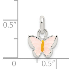 Sterling Silver Children's Pink/Yellow Enameled Butterfly Pendant