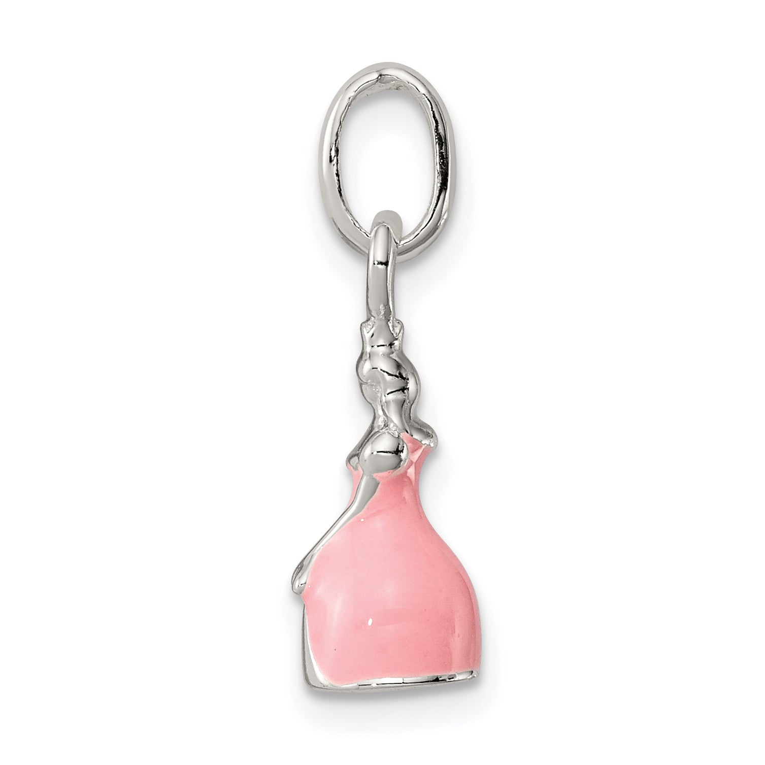 Sterling Silver Children's Pink Enameled Princess Pendant