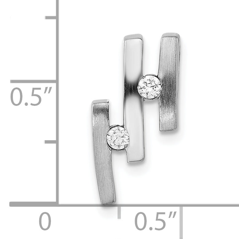 Sterling Silver Brushed And Polished CZ Slide