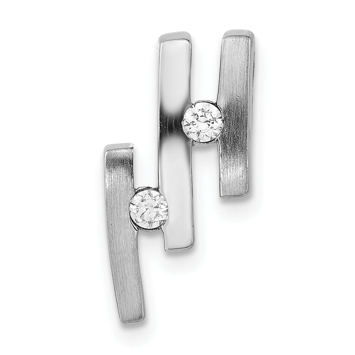 Sterling Silver Brushed & Polished CZ Slide