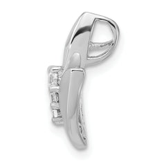 Sterling Silver Polished And Brushed CZ Slide