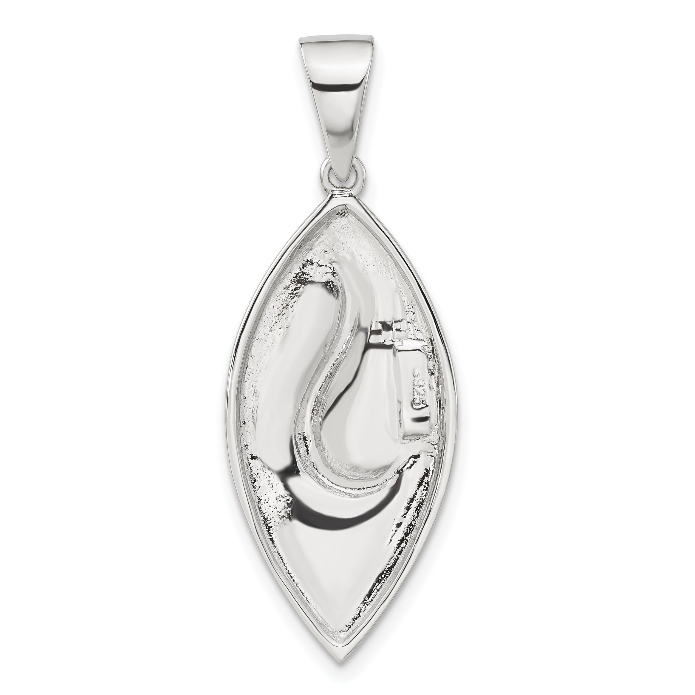 Sterling Silver Rhod-pltd Polished/Sand Matte Leaf Pendant