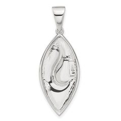 Sterling Silver Rhod-pltd Polished/Sand Matte Leaf Pendant