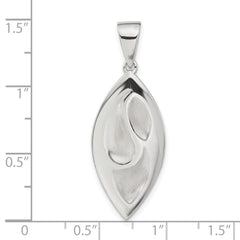 Sterling Silver Rhod-pltd Polished/Sand Matte Leaf Pendant