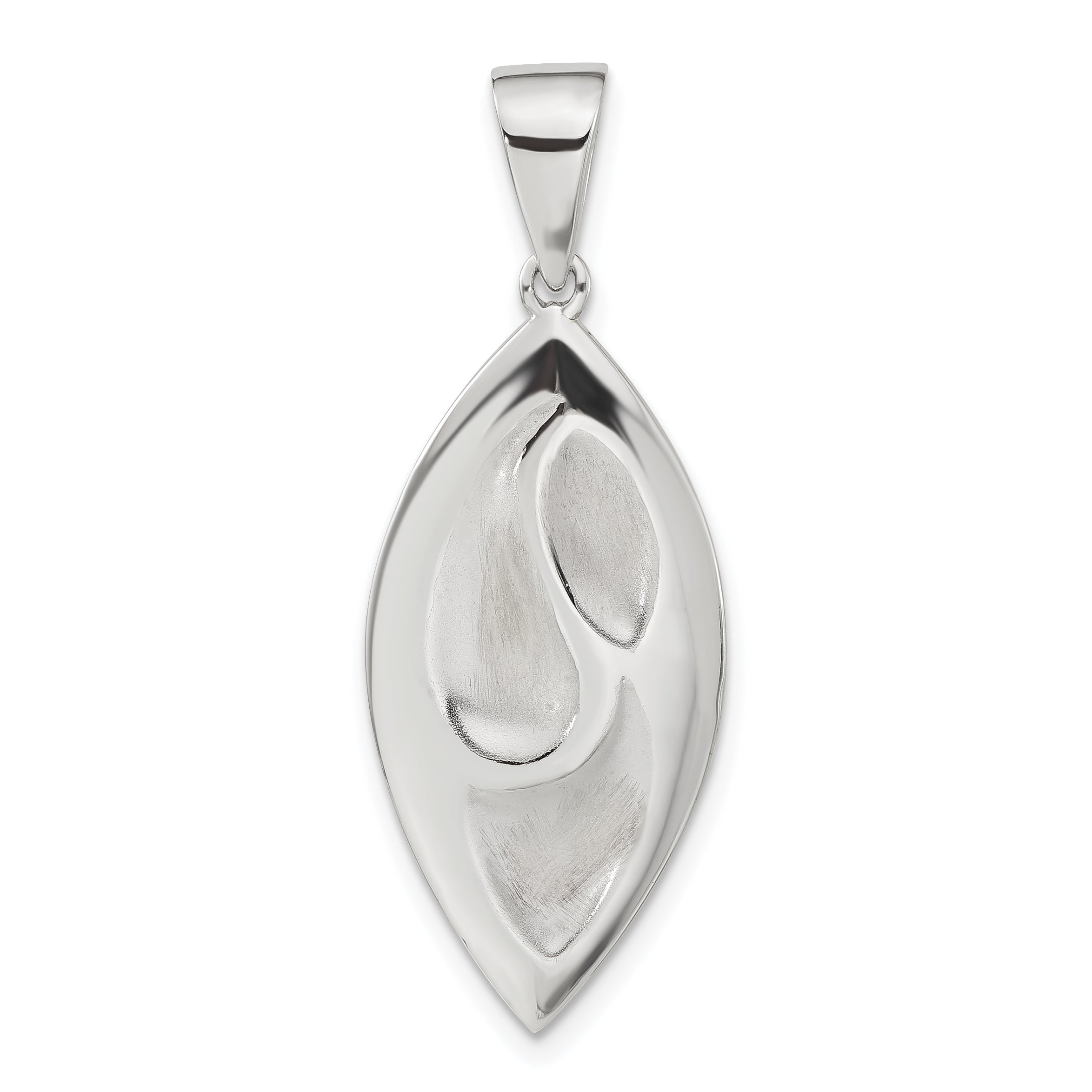 Sterling Silver Rhodium-plated Polished & Satin Fancy Pendant