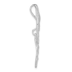 Sterling Silver Double Leaf Textured Chain Slide Pendant