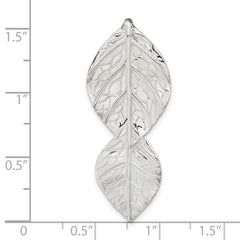 Sterling Silver Double Leaf Textured Chain Slide Pendant