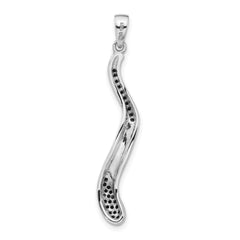 Sterling Silver Blk Rhod Polished Blk CZ Twisted Pendant