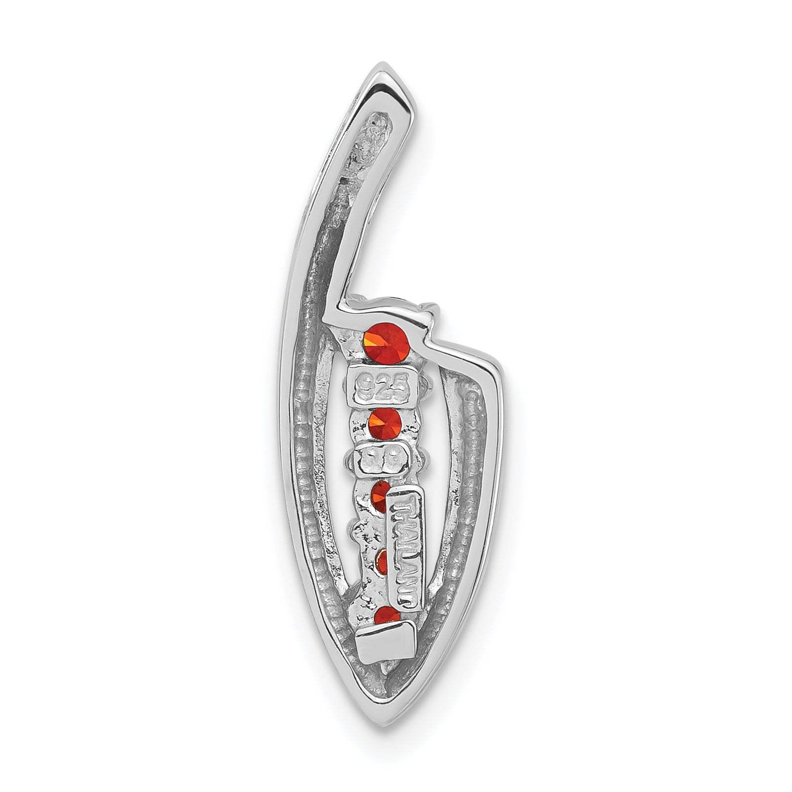 Sterling Silver Red CZ Slide Pendant