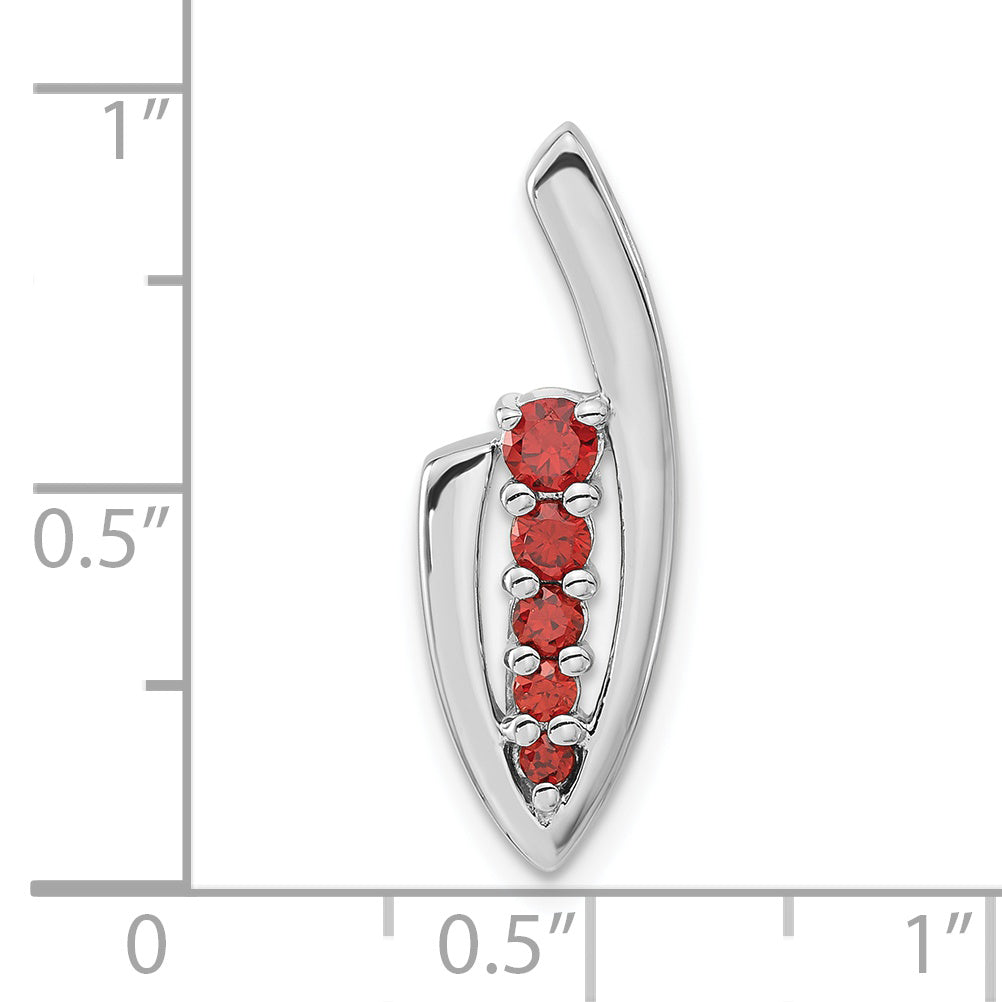 Sterling Silver Red CZ Slide Pendant