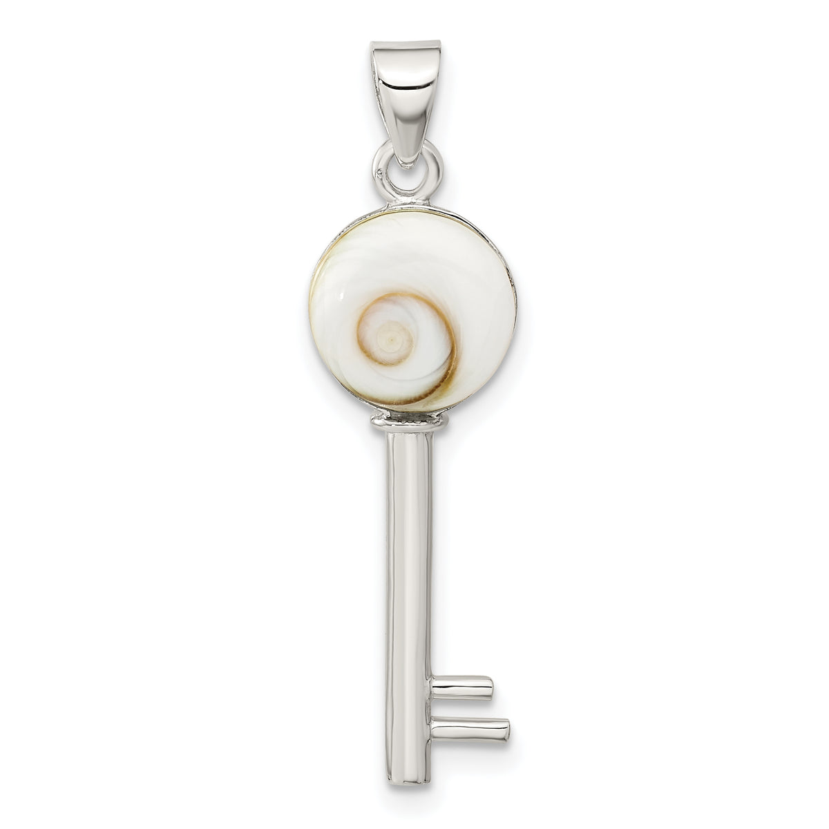 Sterling Silver Polished Shiva Eye Key Pendant