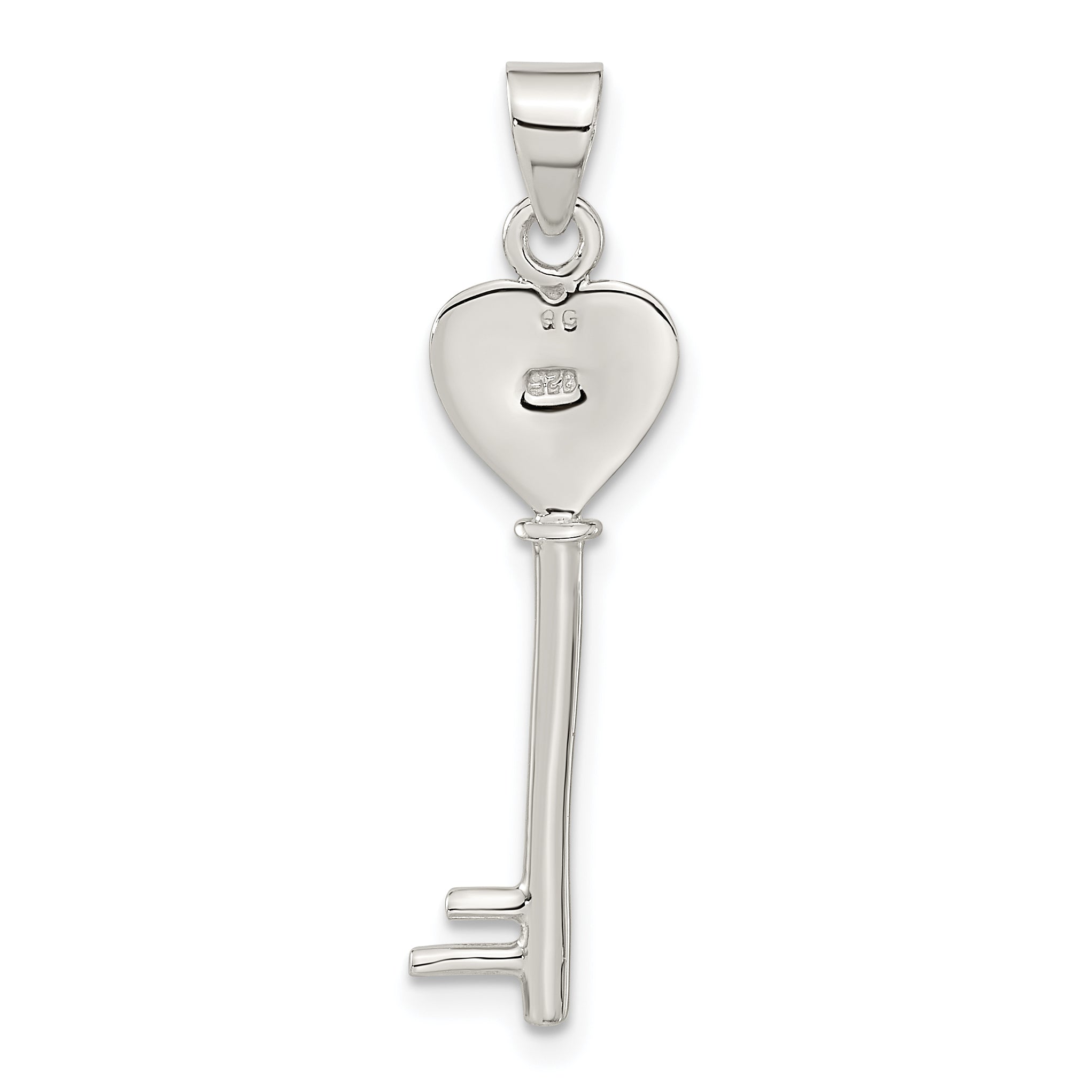 Sterling Silver Polished Shiva Eye Heart Key Pendant