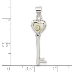 Sterling Silver Polished Shiva Eye Heart Key Pendant