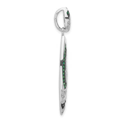 Sterling Silver W/Synthetic Green Spinel& CZ Pendant