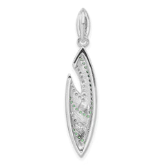 Sterling Silver W/Synthetic Green Spinel& CZ Pendant