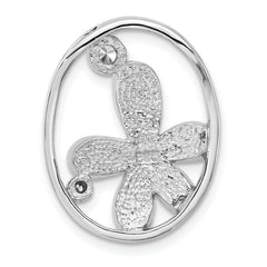 Sterling Silver Polished Enameled & CZ Slide