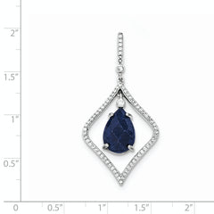 Sterling Silver with Blue Corundum and CZ Pendant