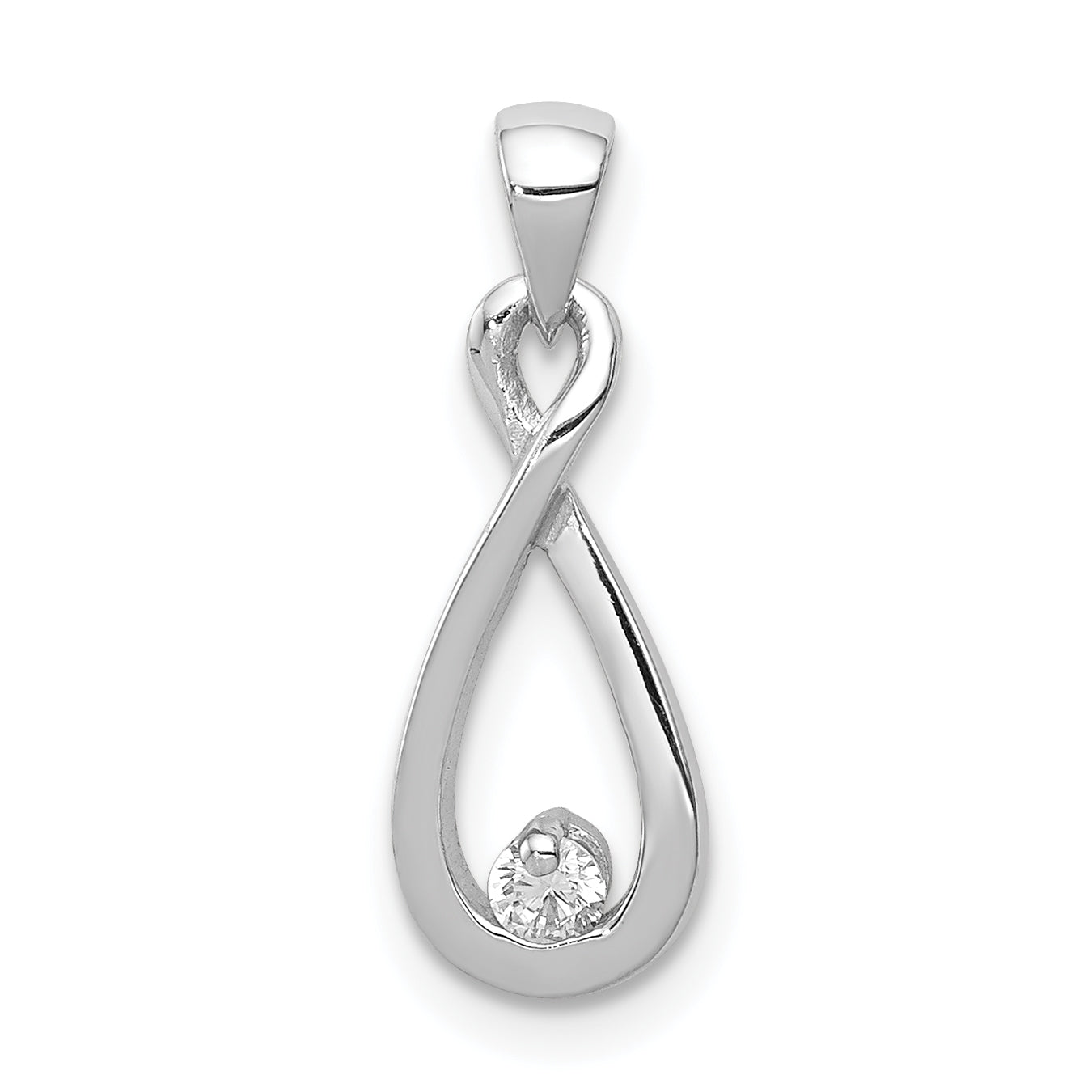 Sterling Silver Rhodium-plated w/CZ Pendant