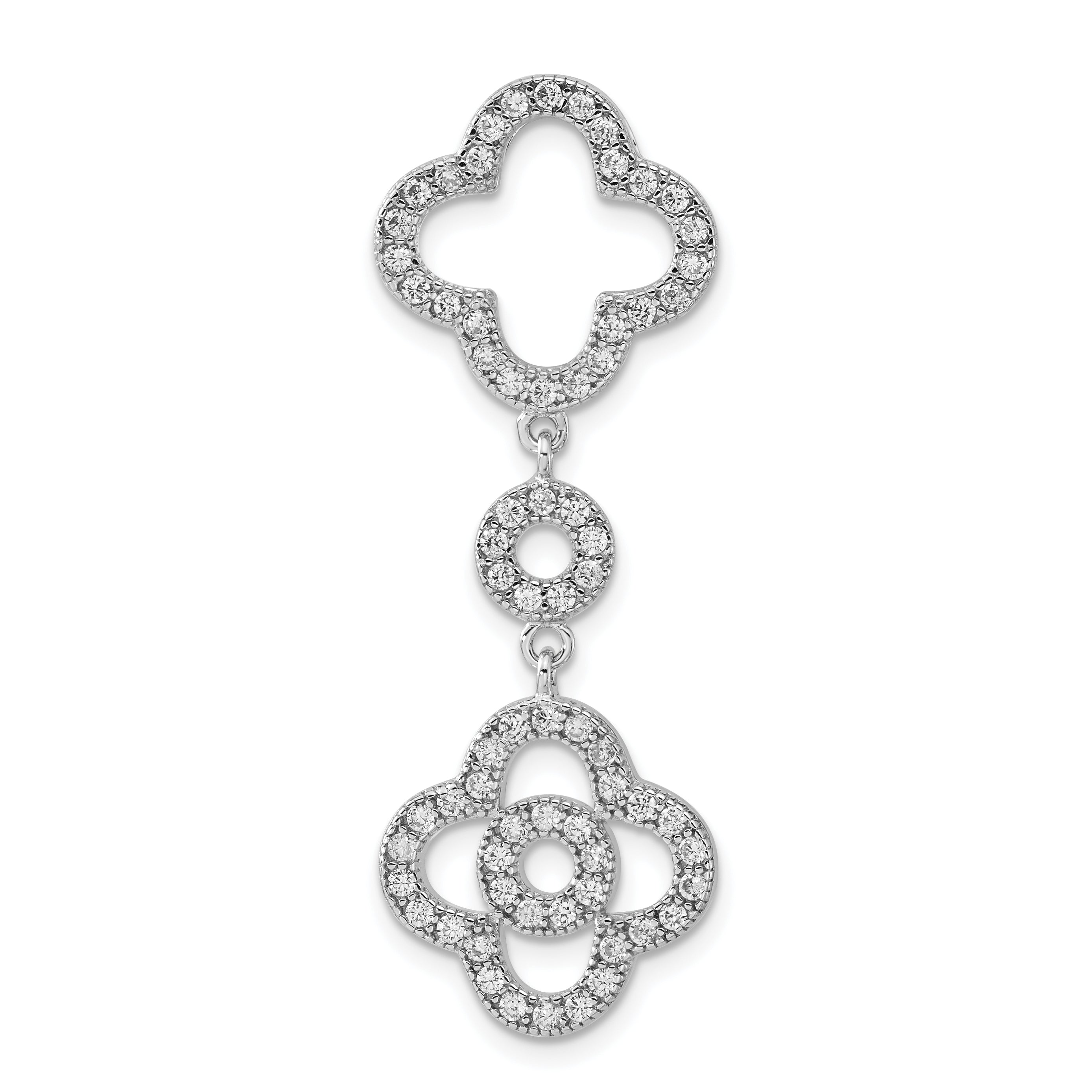 Sterling Silver Polished Fancy CZ Chain Slide