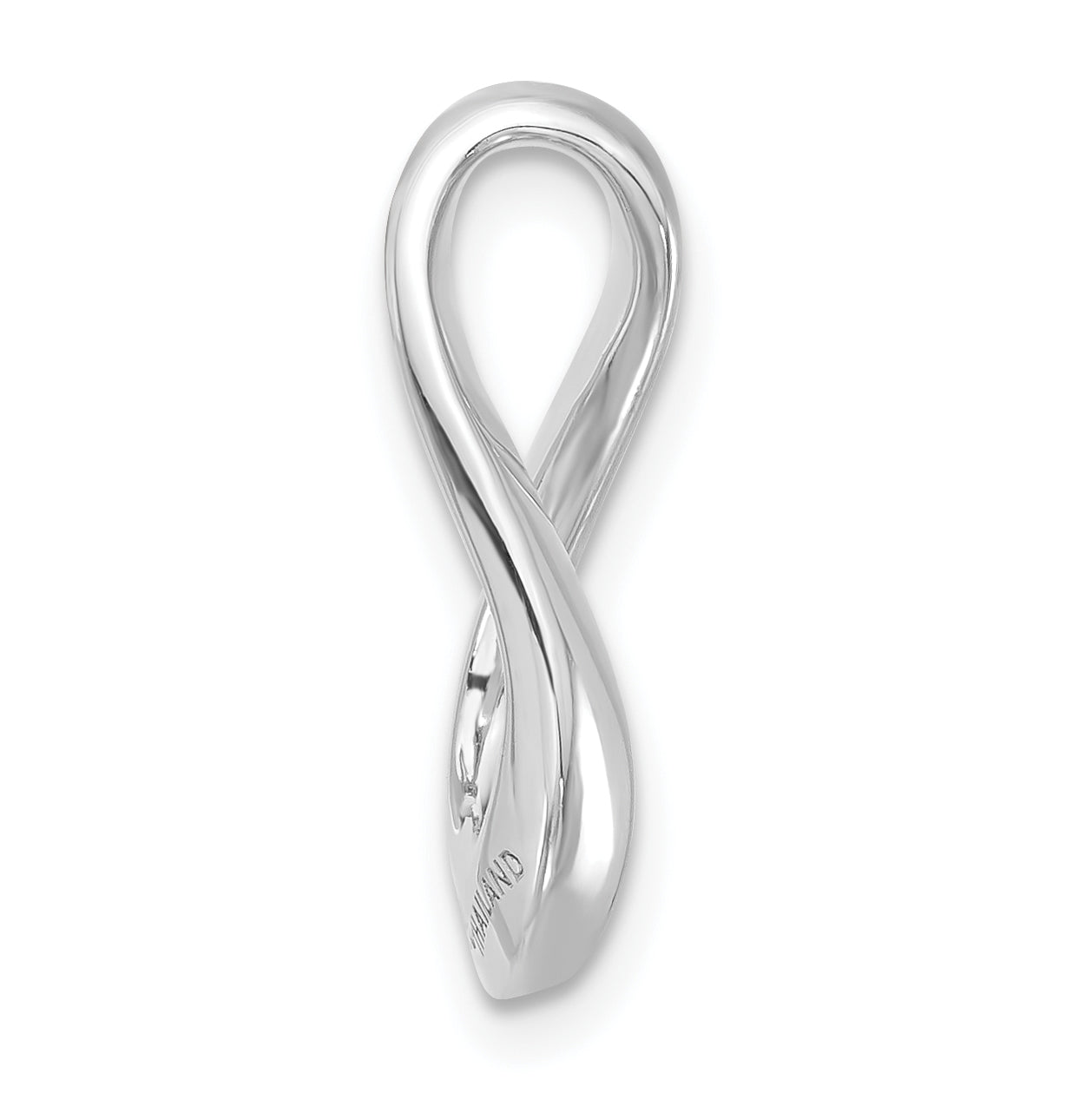 Sterling Silver Polished CZ Satin Twisted Link Chain Slide Pendant