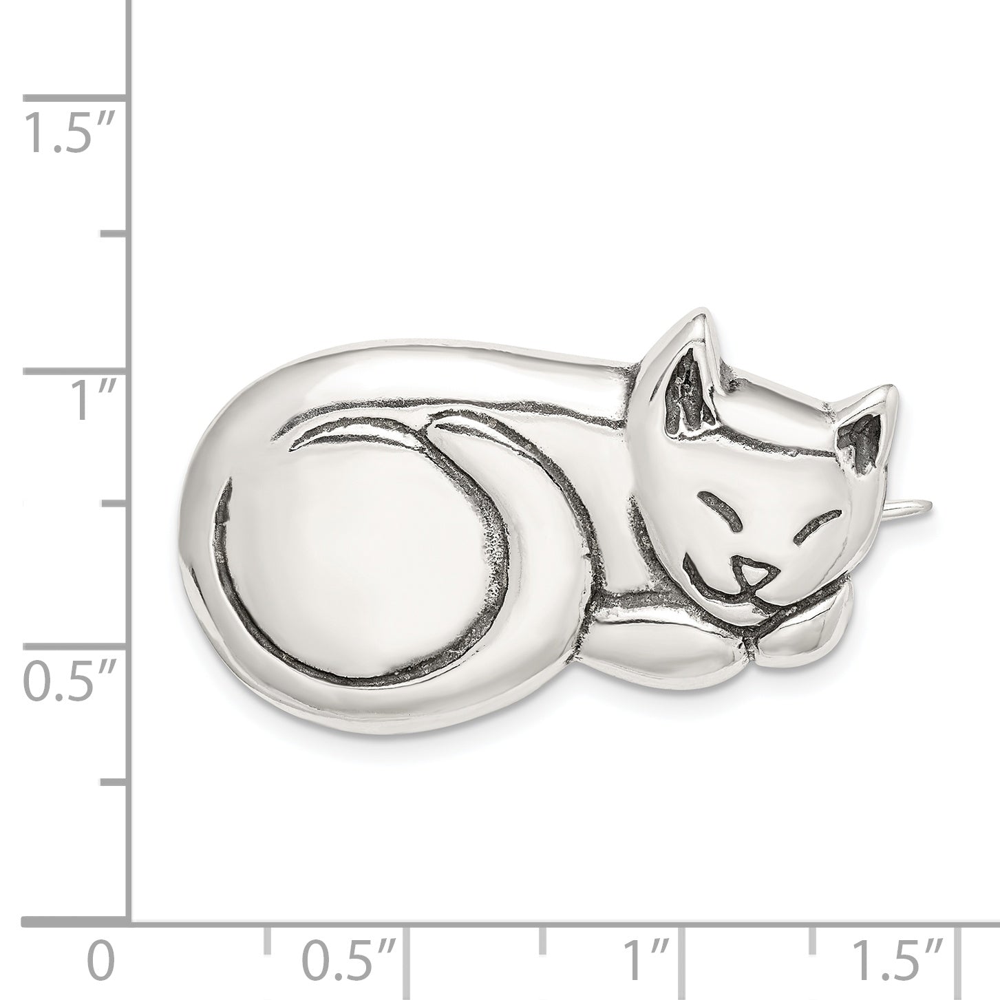 Sterling Silver Antiqued Sleeping Cat Pin