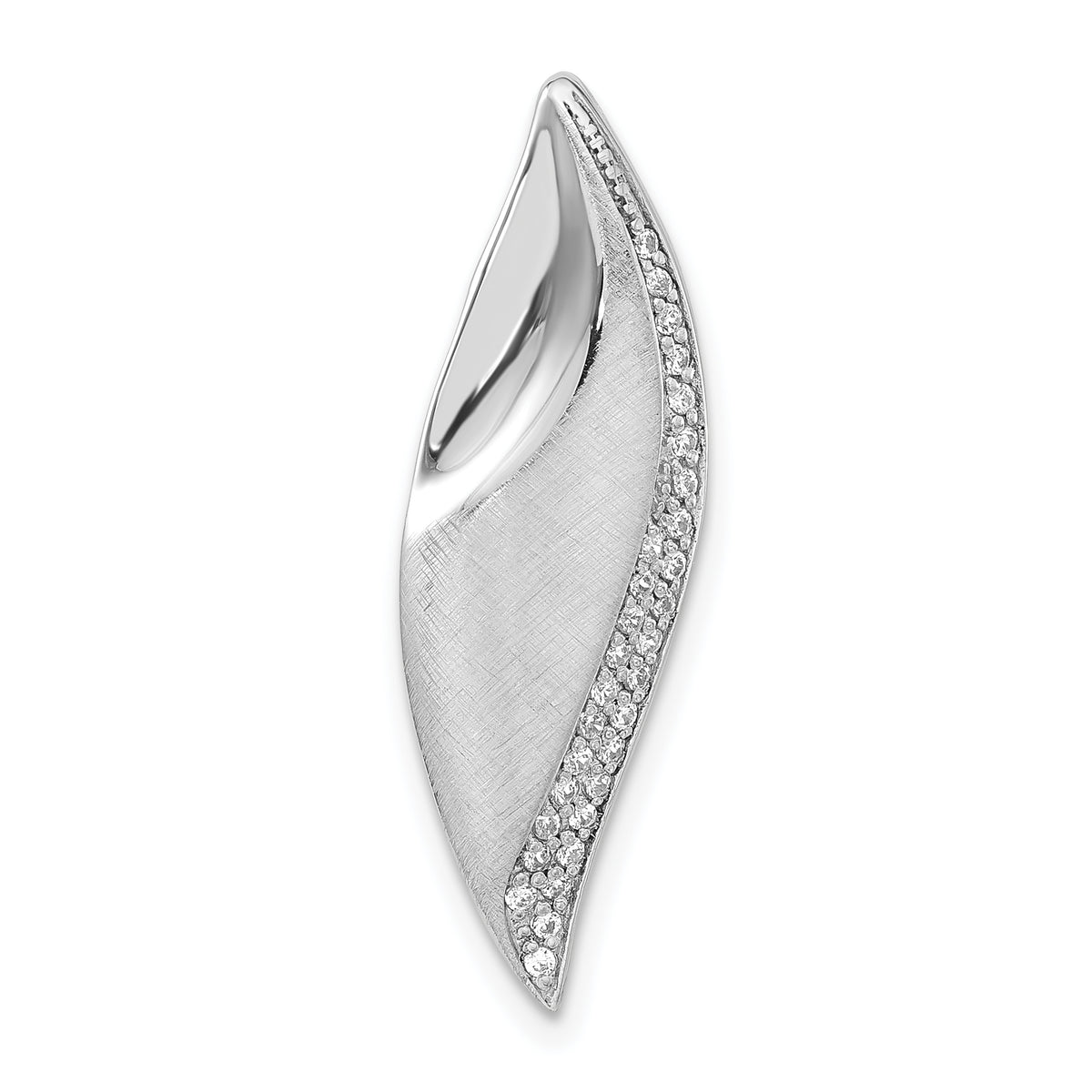 Sterling Silver Polished & Satin CZ Chain Slide Pendant