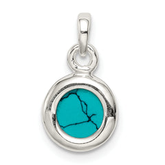 Sterling Silver Polished Lab Created Turquoise Pendant