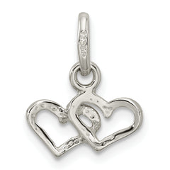 Sterling Silver Polished Double Heart Charm