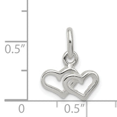 Sterling Silver Polished Double Heart Charm