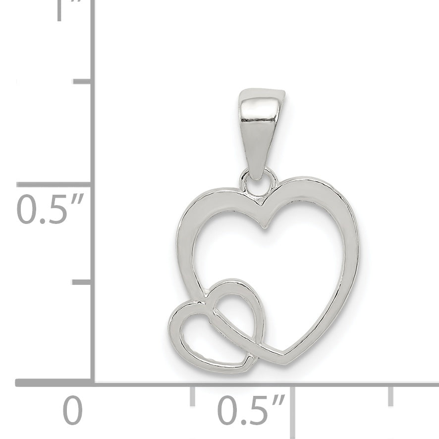 Sterling Silver Polished Hearts Pendant