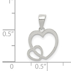 Sterling Silver Polished Hearts Pendant