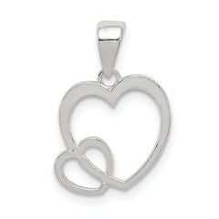 Sterling Silver Polished Hearts Pendant