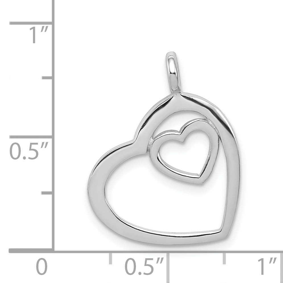 Sterling Silver Rhodium-plated Heart Pendant